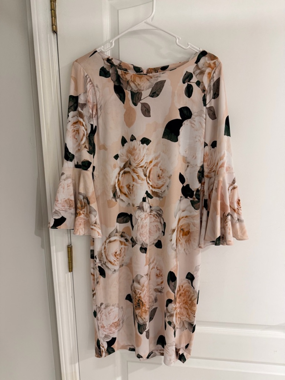 Cream floral knee length dress